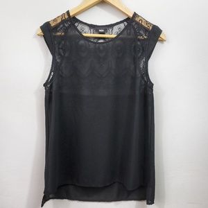 Mossimo Black Lace Cap Sleeve Sheer Tank Top